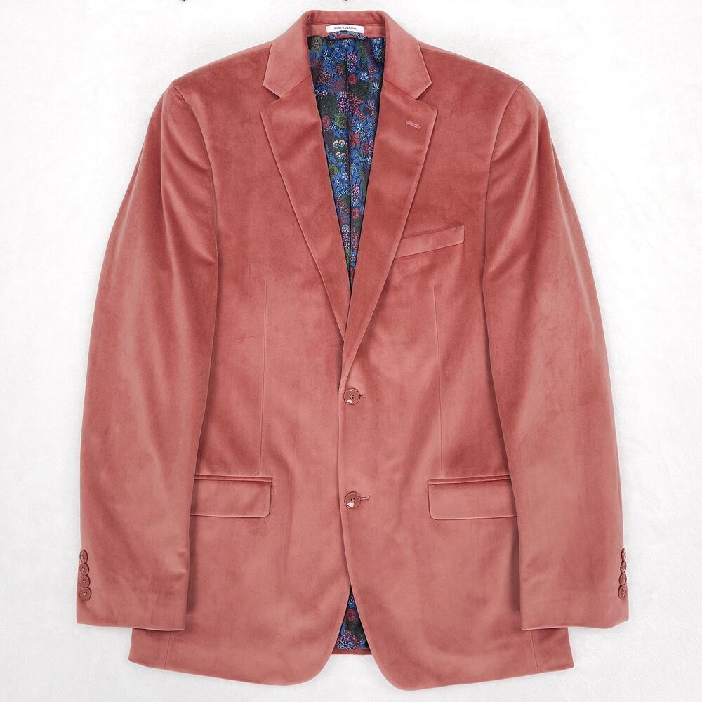 Bar III Mens Slim Fit Velvet Sport Coat Blazer 40L Pink Solid NWT